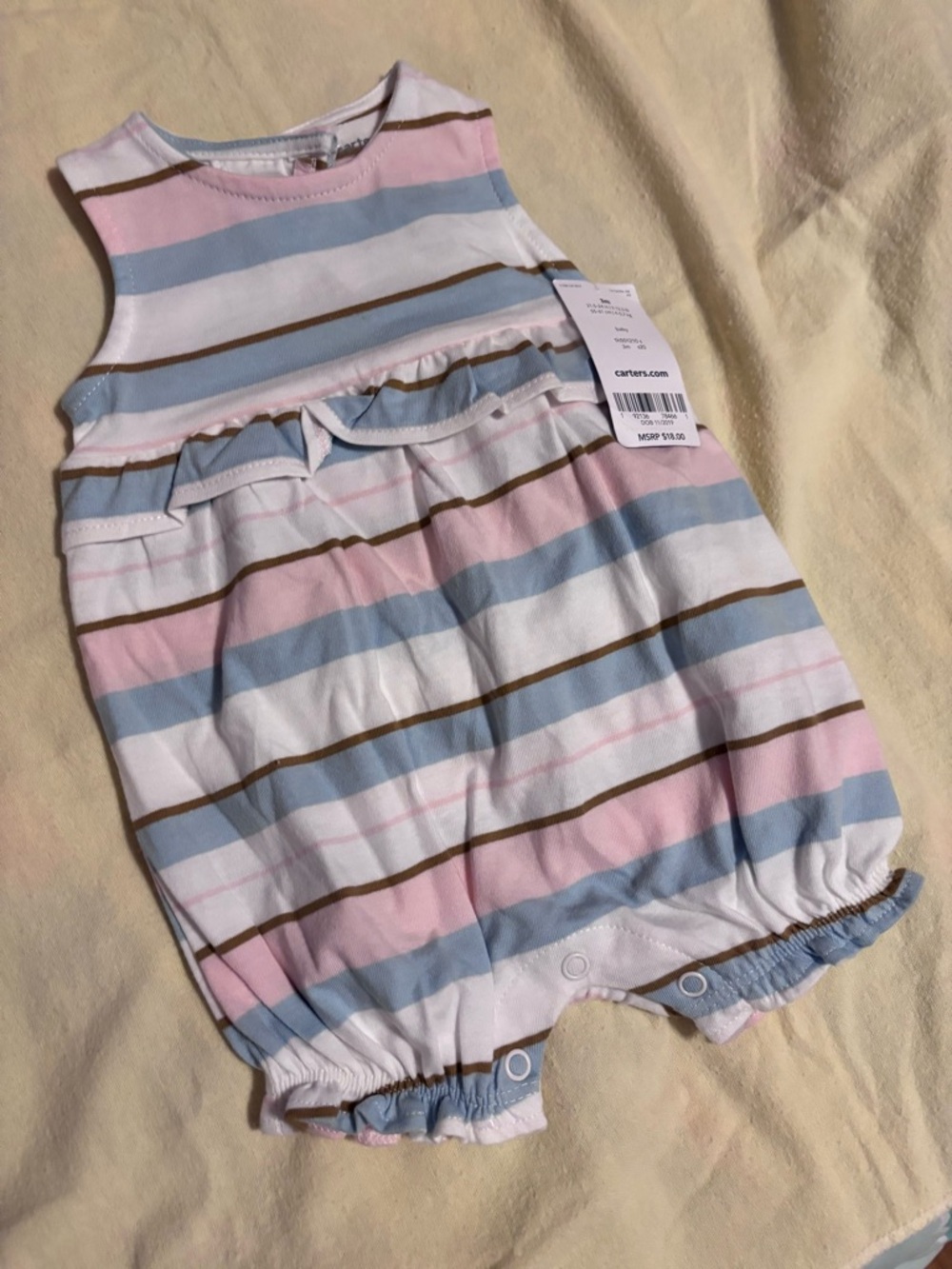 NWT Carter's Pastel Striped Romper Summertime Wear